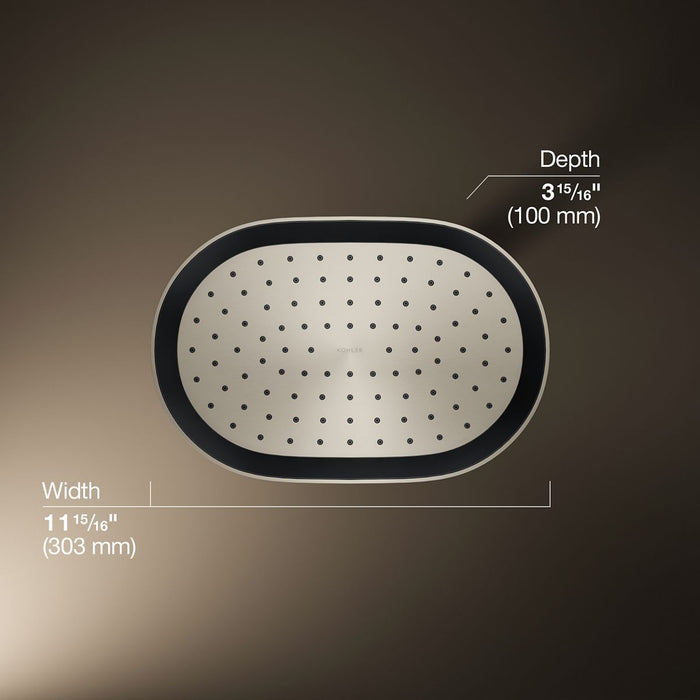 KOHLER K-26293 Statement Oblong 12" Single-function Rainhead, 2.5 GPM
