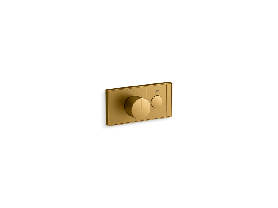 KOHLER K-26345-9 Anthem One-outlet recessed mechanical thermostatic valve control, vibrant brushed moderne brass