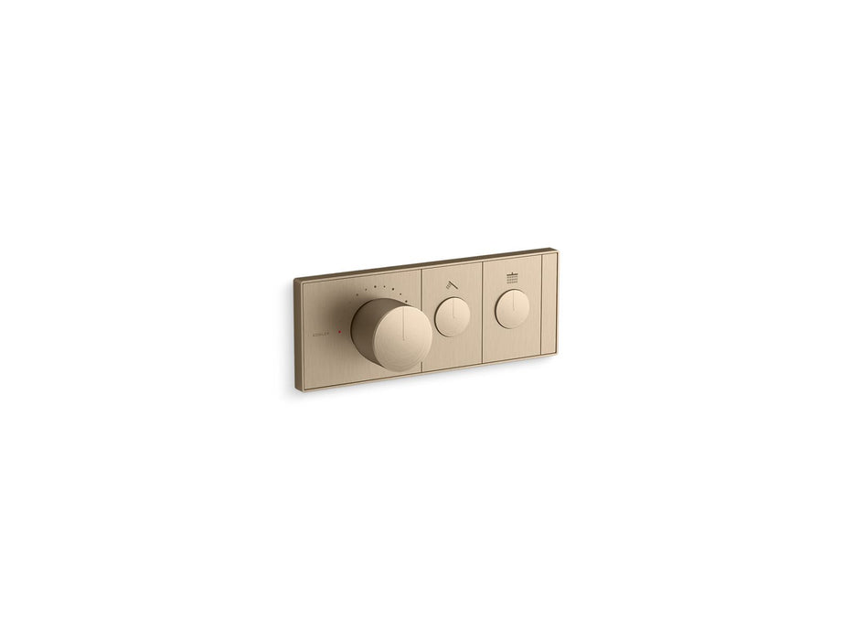 KOHLER K-26346-9 Anthem Two-outlet recessed mechanical thermostatic valve control, vibrant brushed bronze