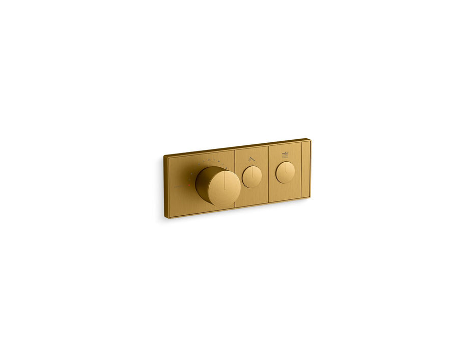 KOHLER K-26346-9 Anthem Two-outlet recessed mechanical thermostatic valve control, vibrant brushed moderne brass