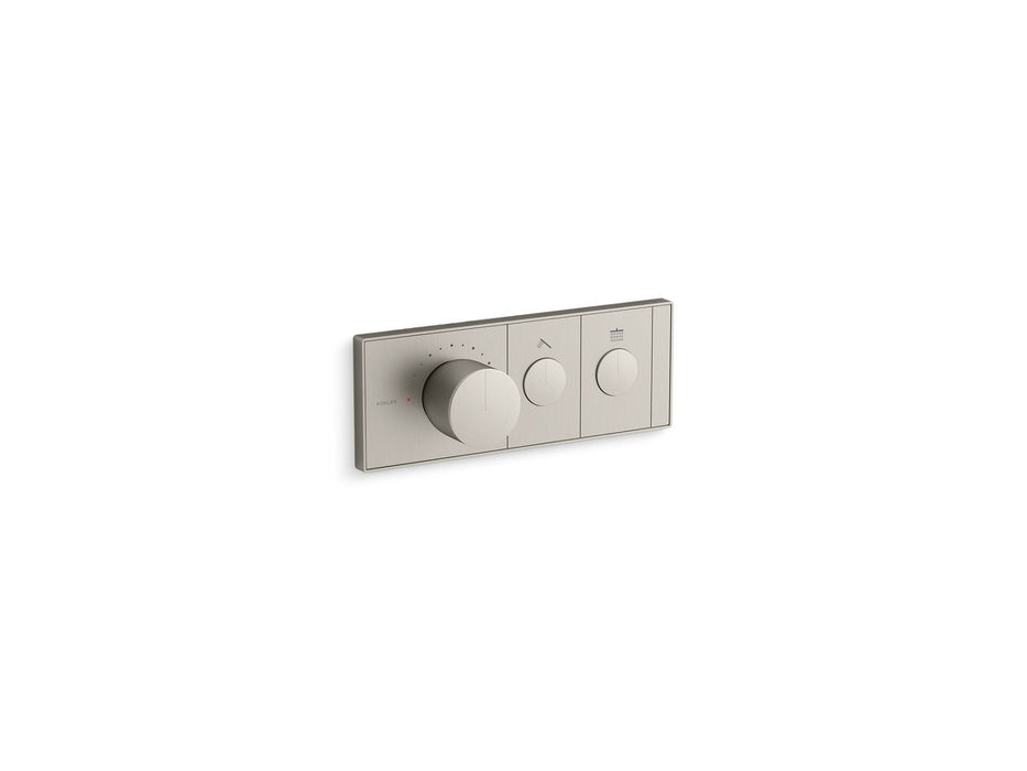 KOHLER K-26346-9 Anthem Two-outlet recessed mechanical thermostatic valve control, vibrant brushed nickel