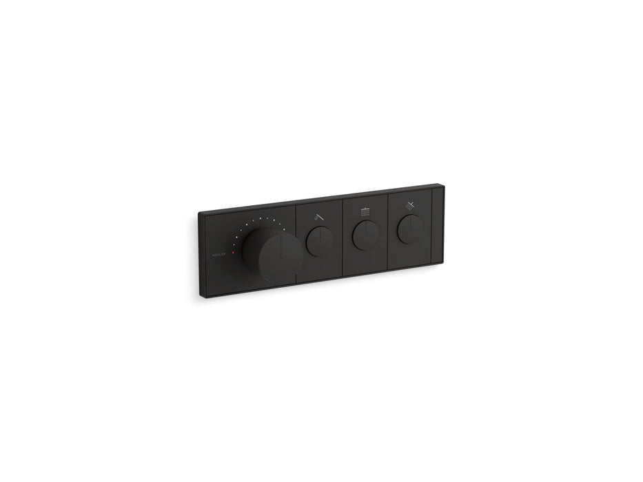 KOHLER K-26347-9 Anthem Three-outlet recessed mechanical thermostatic valve control, matte black