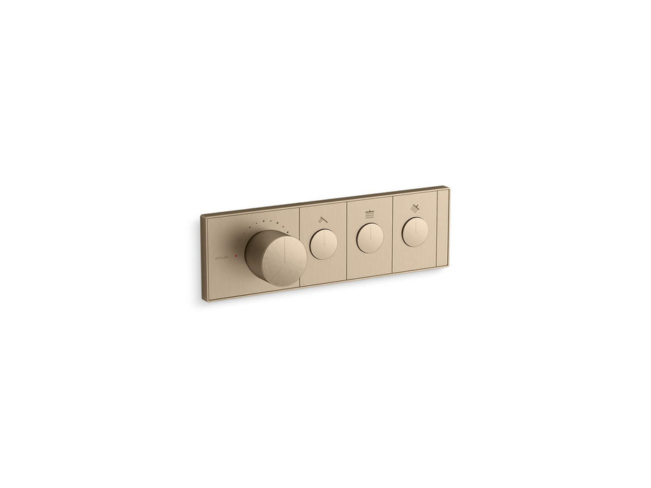 KOHLER K-26347-9 Anthem Three-outlet recessed mechanical thermostatic valve control, vibrant brushed bronze