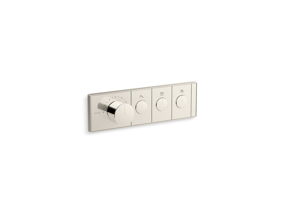 KOHLER K-26347-9 Anthem Three-outlet recessed mechanical thermostatic valve control, vibrant polished nickel
