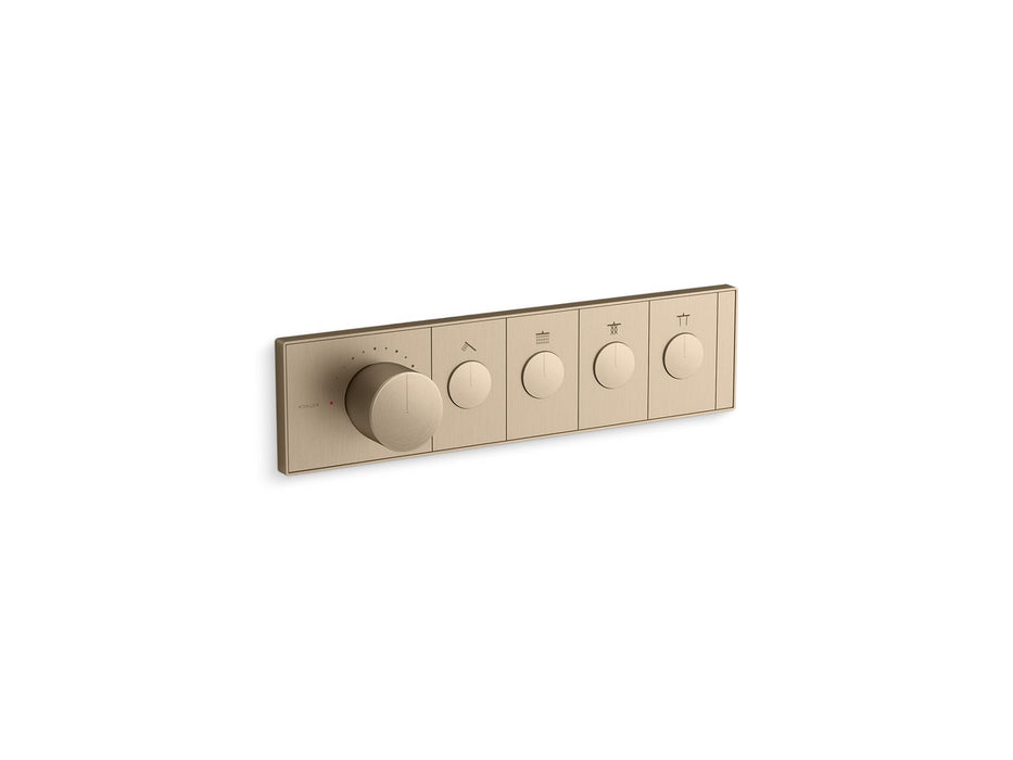 KOHLER K-26348-9 Anthem Four-outlet recessed mechanical thermostatic valve control, vibrant brushed bronze