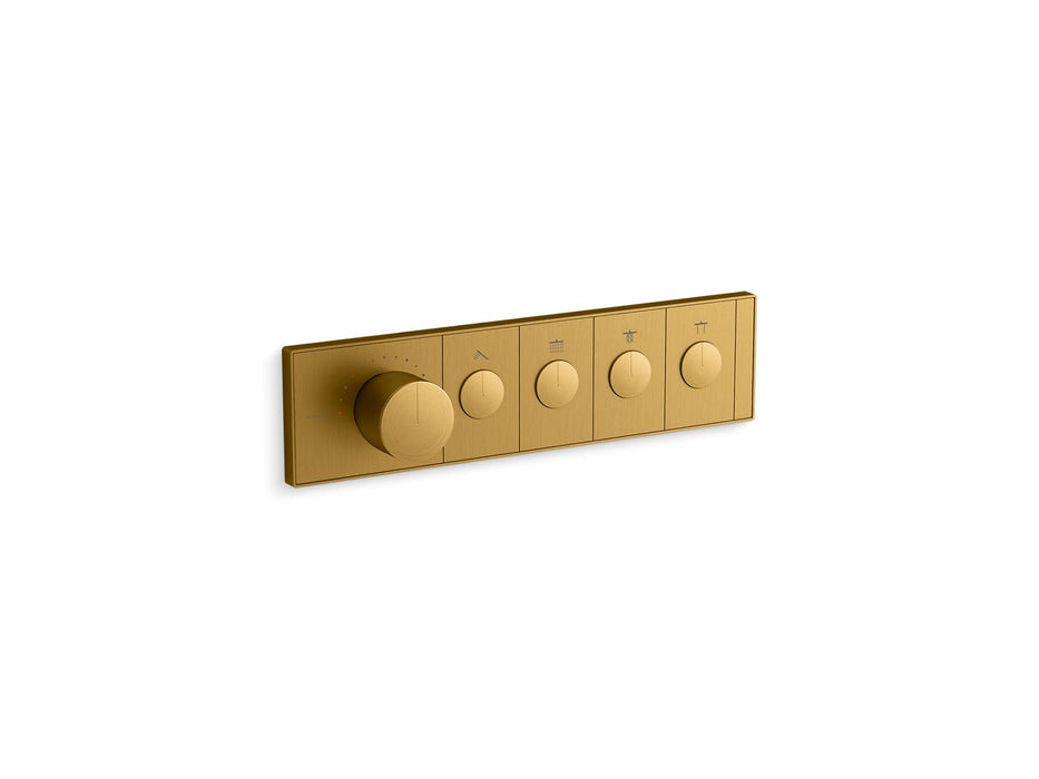 KOHLER K-26348-9 Anthem Four-outlet recessed mechanical thermostatic valve control, vibrant brushed moderne brass