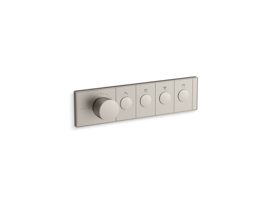 KOHLER K-26348-9 Anthem Four-outlet recessed mechanical thermostatic valve control, vibrant brushed nickel