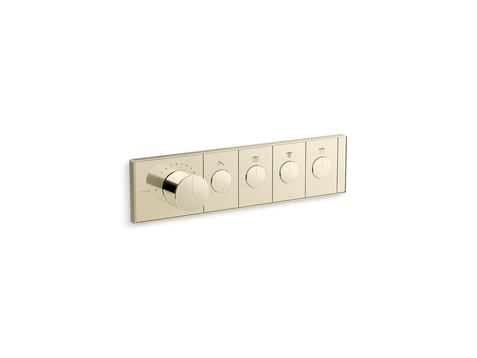 KOHLER K-26348-9 Anthem Four-outlet recessed mechanical thermostatic valve control, vibrant french gold