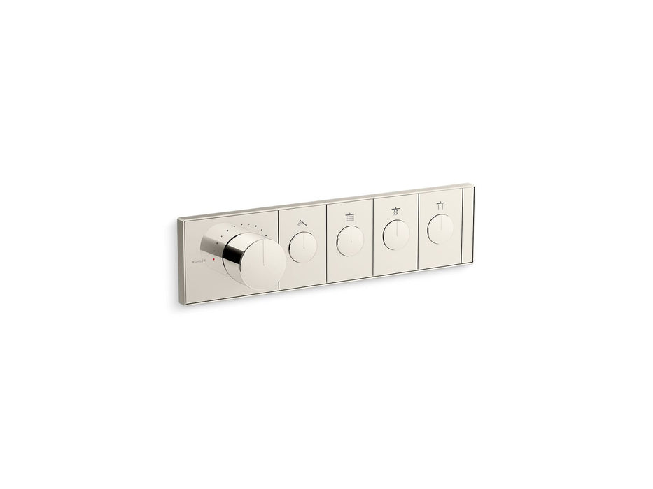 KOHLER K-26348-9 Anthem Four-outlet recessed mechanical thermostatic valve control, vibrant polished nickel