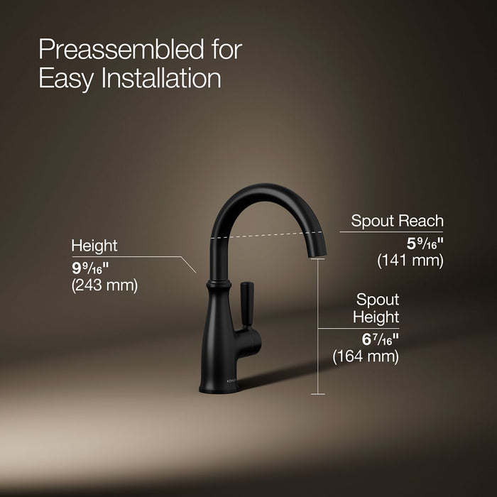 KOHLER K-26367 Traditional Beverage faucet, matte black - view 4