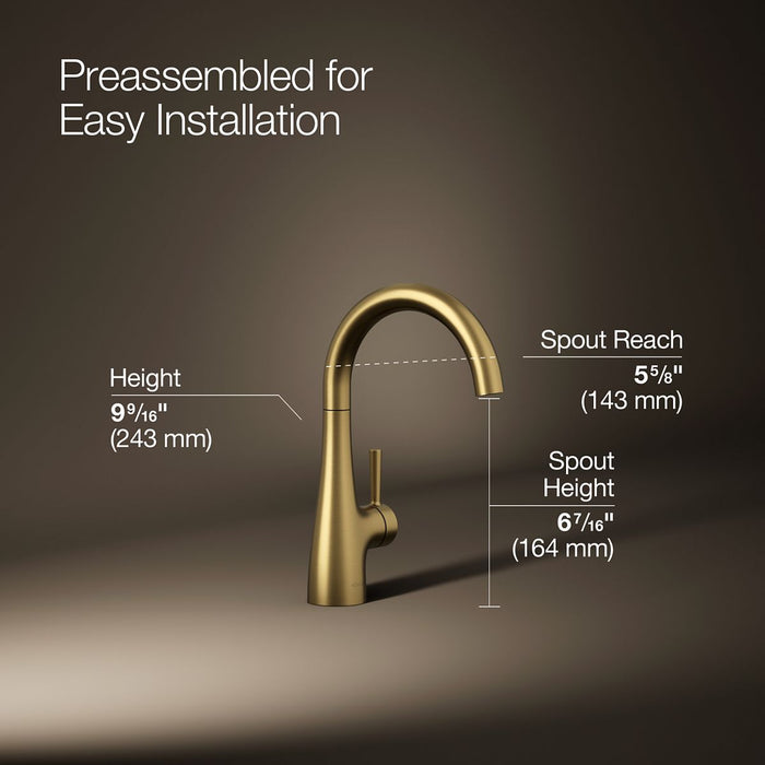 KOHLER K-26368 Transitional Beverage faucet, vibrant brushed moderne brass - view 3