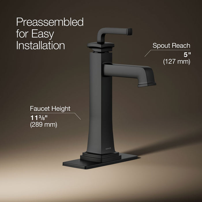 KOHLER K-26430-4 Riff Tall single-handle bathroom sink faucet, 1.2 gpm, matte black - view 3