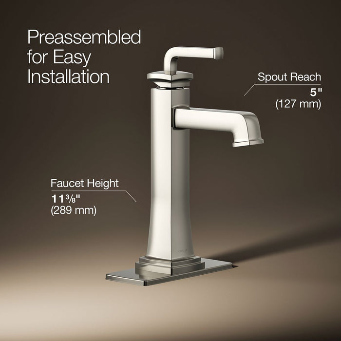 KOHLER K-26430-4 Riff Tall single-handle bathroom sink faucet, 1.2 gpm, vibrant polished nickel - view 3