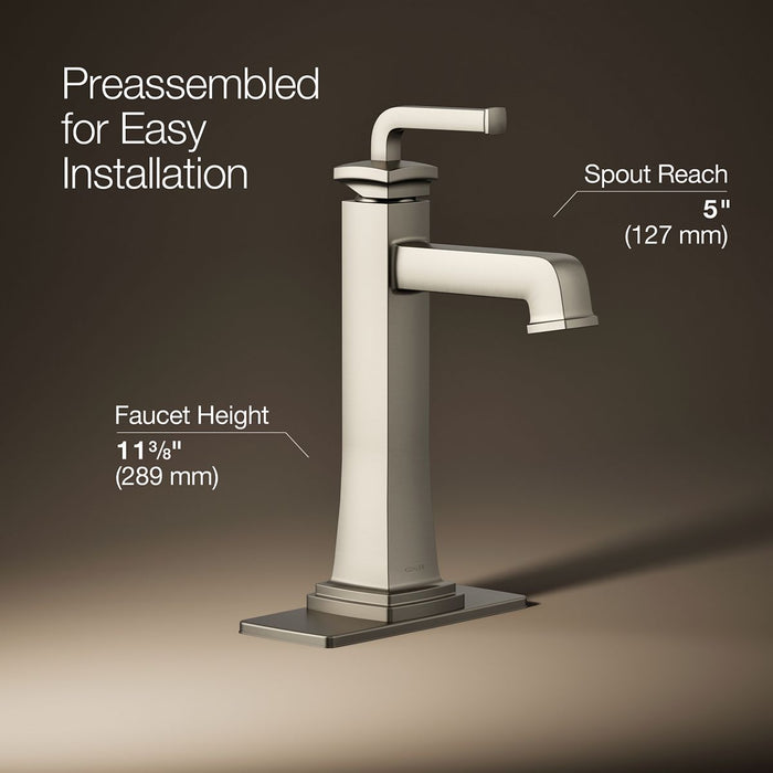 KOHLER K-26430-4N Riff Tall single-handle bathroom sink faucet, 0.5 gpm, vibrant brushed nickel - view 3