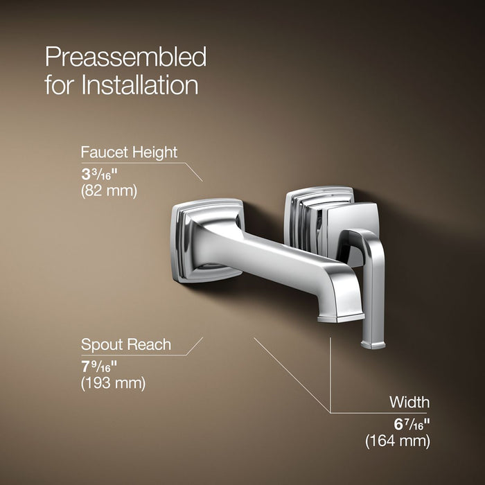 KOHLER K-26431-4 Riff Wall-mount single-handle bathroom sink faucet, 1.2 gpm, polished chrome - view 2