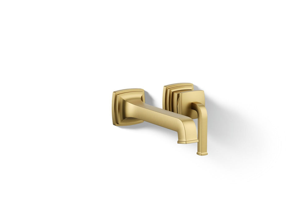 KOHLER K-26431-4 Riff Wall-mount single-handle bathroom sink faucet, 1.2 gpm, vibrant brushed moderne brass