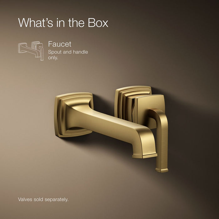 KOHLER K-26431-4 Riff Wall-mount single-handle bathroom sink faucet, 1.2 gpm, vibrant brushed moderne brass - view 5