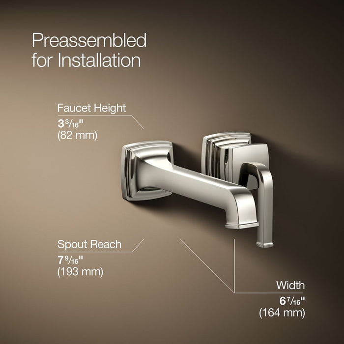 KOHLER K-26431-4 Riff Wall-mount single-handle bathroom sink faucet, 1.2 gpm, vibrant polished nickel - view 2