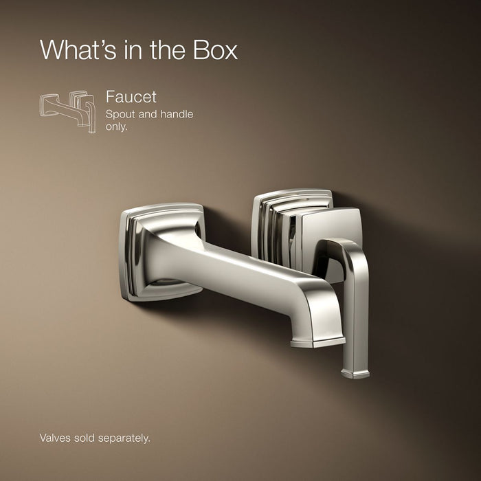 KOHLER K-26431-4 Riff Wall-mount single-handle bathroom sink faucet, 1.2 gpm, vibrant polished nickel - view 5