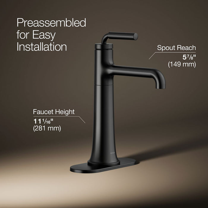 KOHLER K-26437-4 Tone Tall single-handle bathroom sink faucet, 1.2 gpm, matte black - view 3