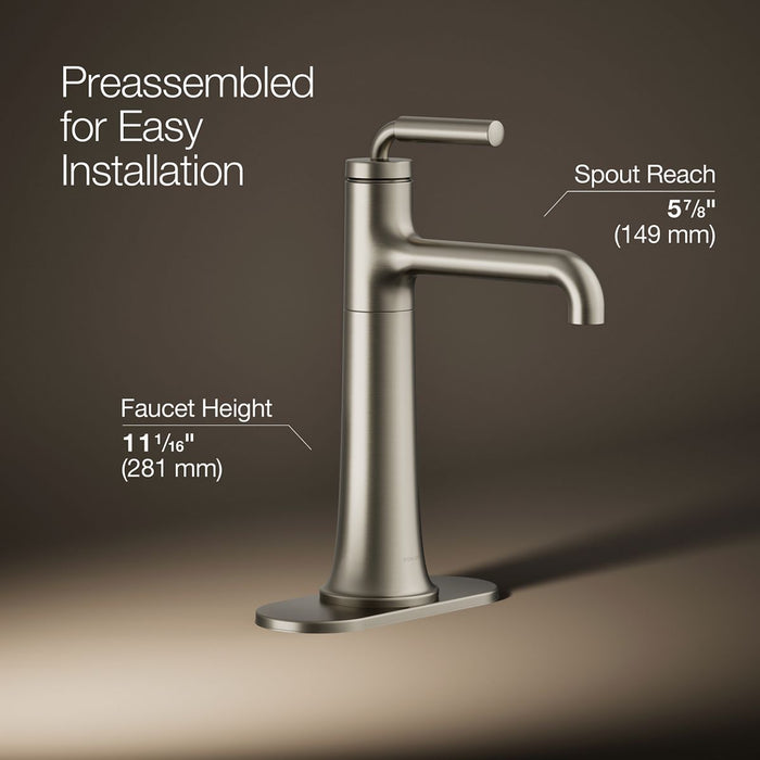 KOHLER K-26437-4 Tone Tall single-handle bathroom sink faucet, 1.2 gpm, vibrant brushed nickel - view 3