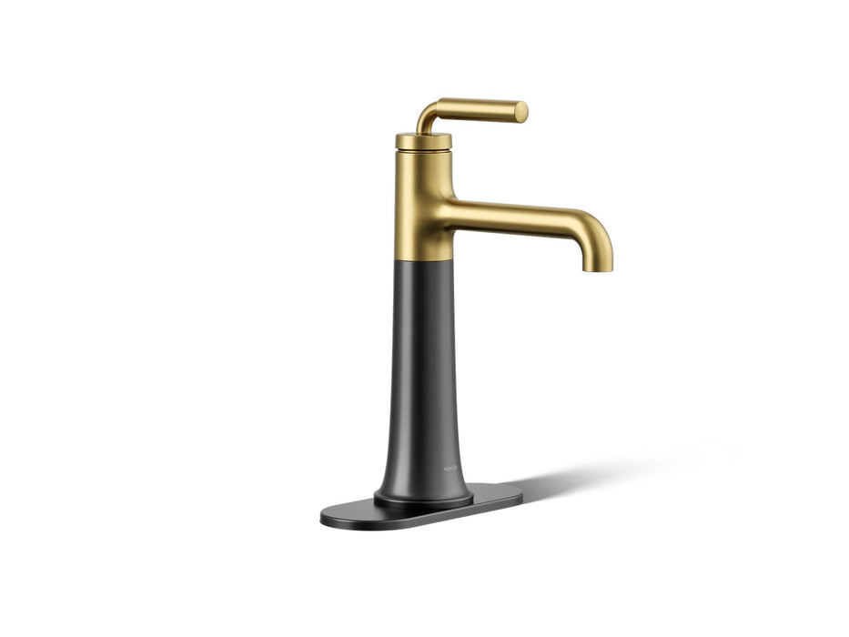 KOHLER K-26437-4K Tone Tall single-handle bathroom sink faucet, 1.0 gpm, matte black with brushed moderne brass