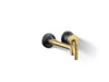 KOHLER K-26438-4 Tone Wall-mount single-handle bathroom sink faucet, 1.2 gpm, matte black with brushed moderne brass