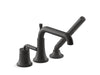 KOHLER K-26441-4 Tone Deck-mount bath faucet with handshower, matte black