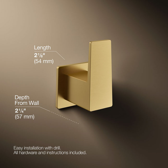 KOHLER K-26636 Honesty Robe hook, vibrant brushed moderne brass - view 4