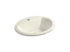 KOHLER K-2699-1 Bryant 20-1/4" Oval Drop-in Bathroom Sink, biscuit