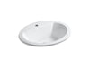 KOHLER K-2699-1 Bryant 20-1/4" Oval Drop-in Bathroom Sink, white