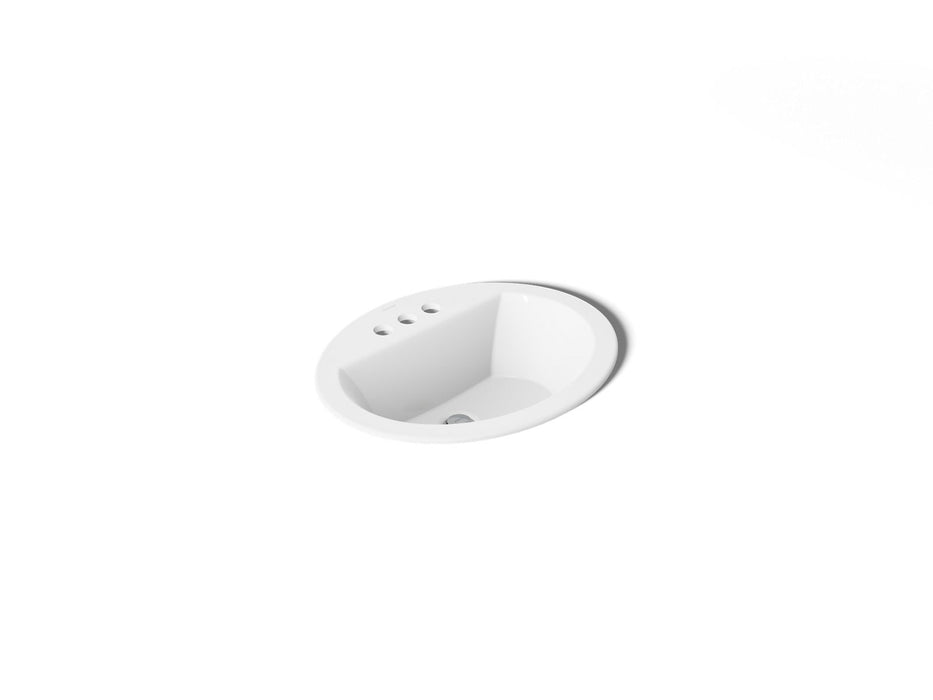 KOHLER K-2699-4 Bryant 20-1/4" Oval Drop-in Bathroom Sink, white