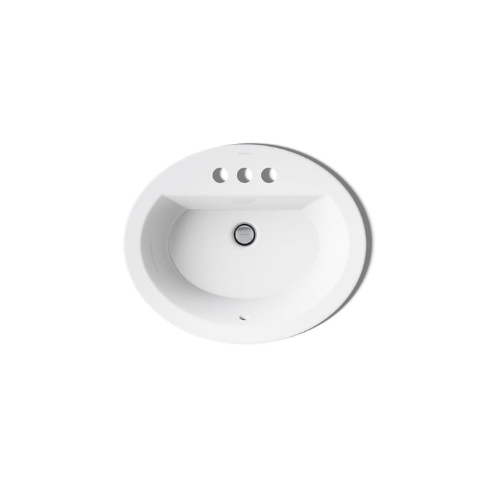 KOHLER K-2699-4 Bryant 20-1/4" Oval Drop-in Bathroom Sink, white - view 3