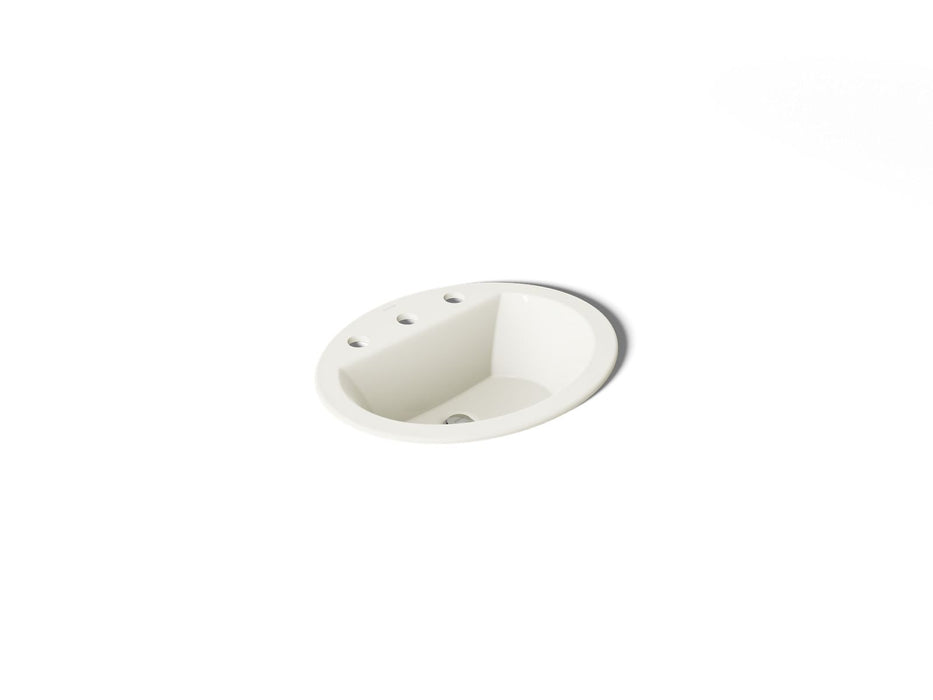 KOHLER K-2699-8 Bryant 20-1/4" Oval Drop-in Bathroom Sink, biscuit