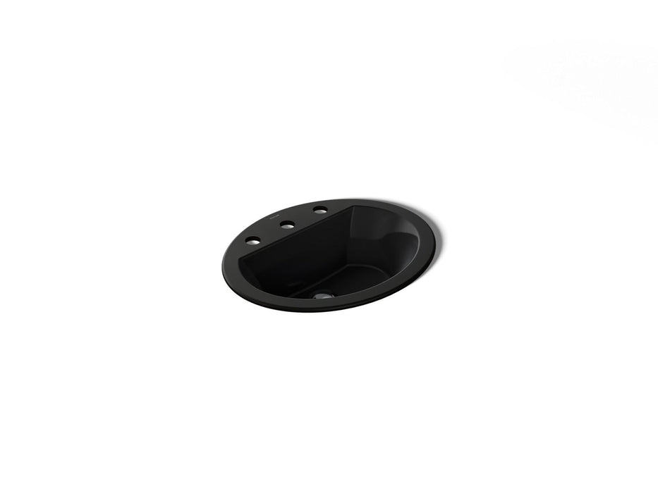 KOHLER K-2699-8 Bryant 20-1/4" Oval Drop-in Bathroom Sink, black black