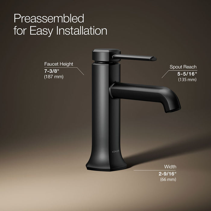 KOHLER K-27000-4K Occasion Single-handle bathroom sink faucet, 1.0 gpm, matte black - view 5