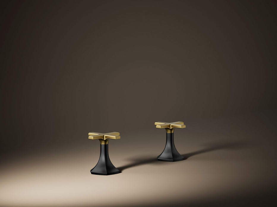 KOHLER K-27010-3 Occasion Cross bathroom sink faucet handles, matte black with brushed moderne brass - view 5