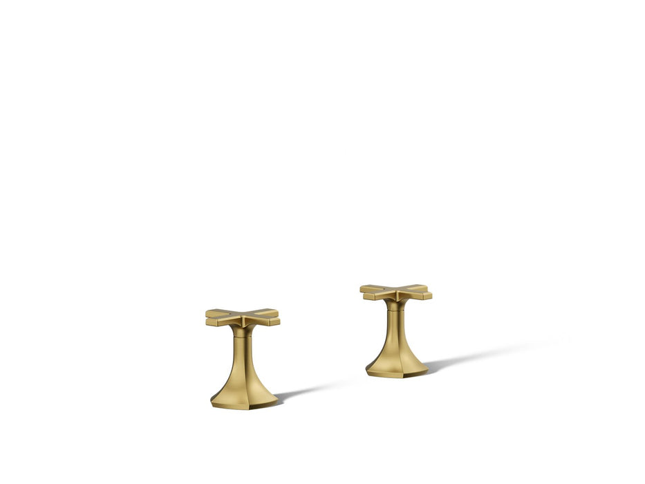 KOHLER K-27010-3 Occasion Cross bathroom sink faucet handles, vibrant brushed moderne brass