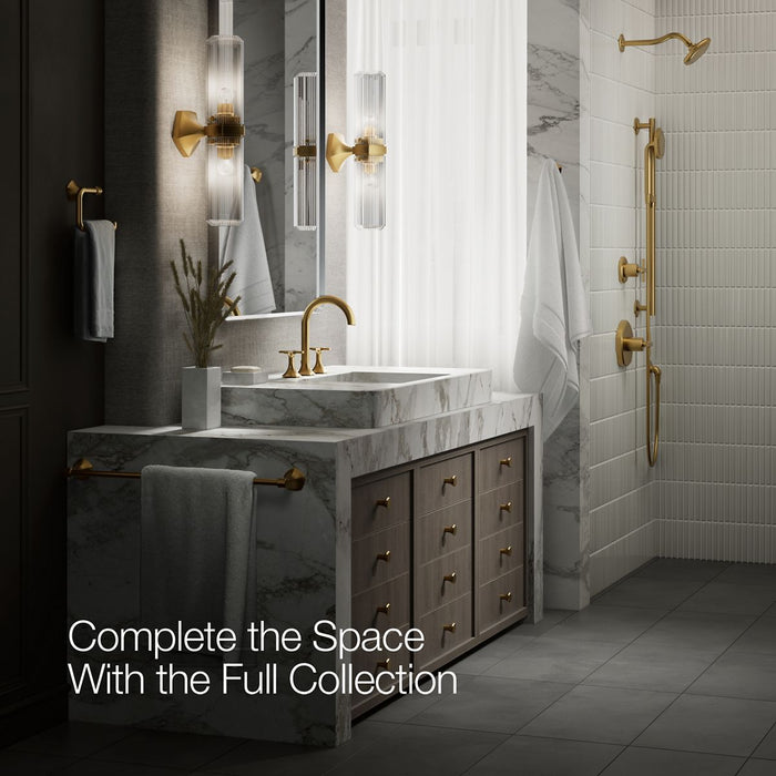 KOHLER K-27010-3 Occasion Cross bathroom sink faucet handles, vibrant brushed moderne brass - view 4