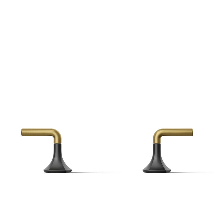 KOHLER K-27010-4 Occasion Lever bathroom sink faucet handles, matte black with brushed moderne brass - view 3