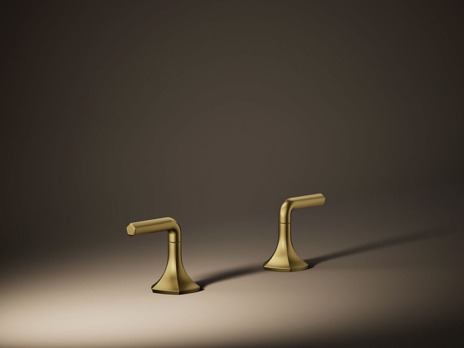 KOHLER K-27010-4 Occasion Lever bathroom sink faucet handles, vibrant brushed moderne brass - view 3