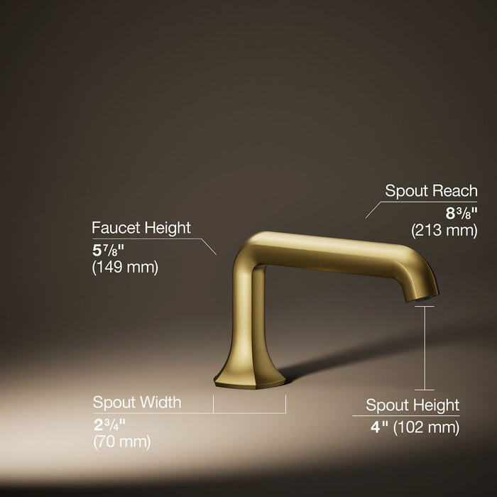 KOHLER K-27017 Occasion Deck-mount bath spout with Straight design, vibrant brushed moderne brass - view 3