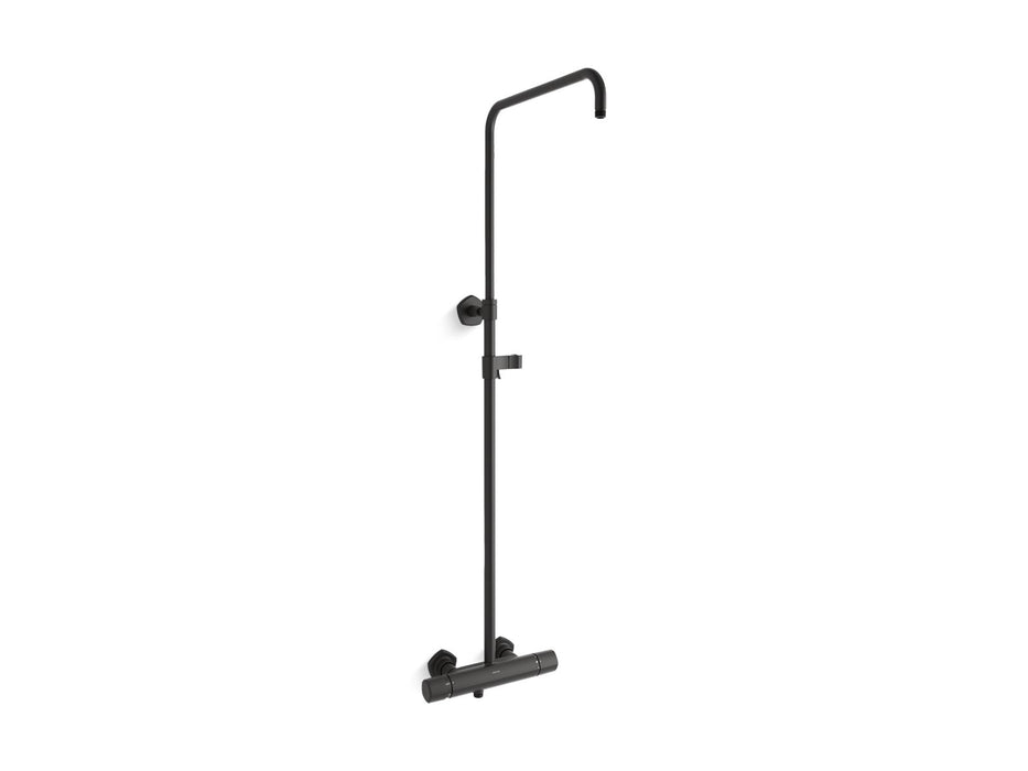 KOHLER K-27031-9 Occasion Two-Way exposed thermostatic valve and shower column kit, matte black