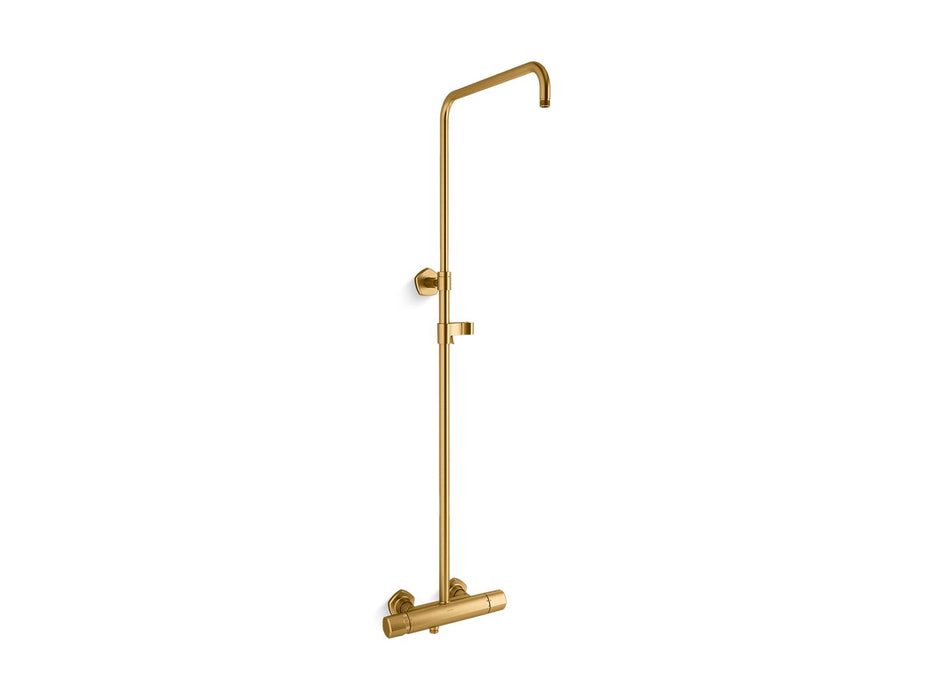 KOHLER K-27031-9 Occasion Two-Way exposed thermostatic valve and shower column kit, vibrant brushed moderne brass