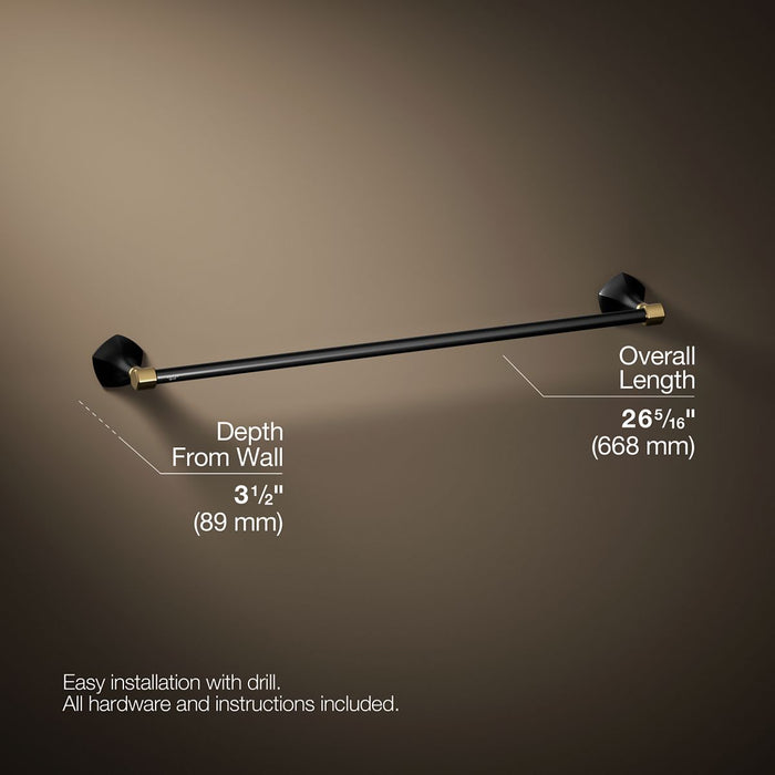KOHLER K-27061 Occasion 24" towel bar, matte black with brushed moderne brass - view 5