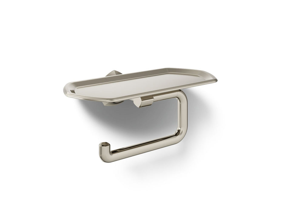 KOHLER K-27128 Occasion Toilet paper holder with tray, vibrant polished nickel