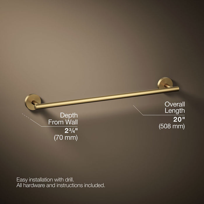 KOHLER K-27286 Elate 18" towel bar, vibrant brushed moderne brass - view 4