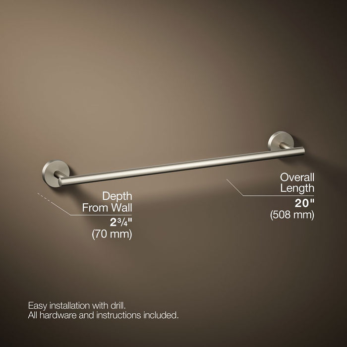 KOHLER K-27286 Elate 18" towel bar, vibrant brushed nickel - view 5