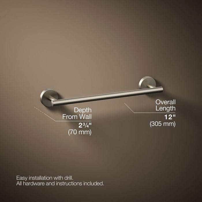 KOHLER K-27288 Elate 12" towel bar, vibrant brushed nickel - view 5