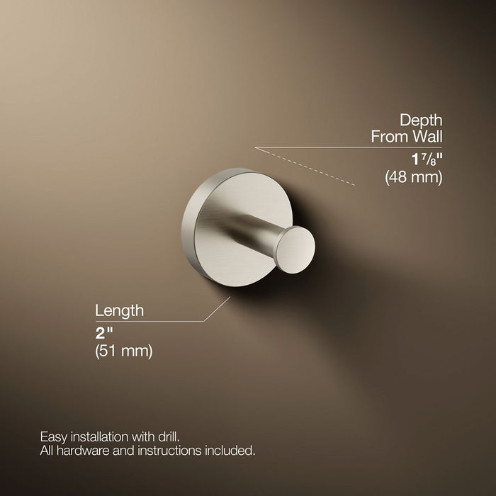 KOHLER K-27290 Elate Robe hook, vibrant brushed nickel - view 4